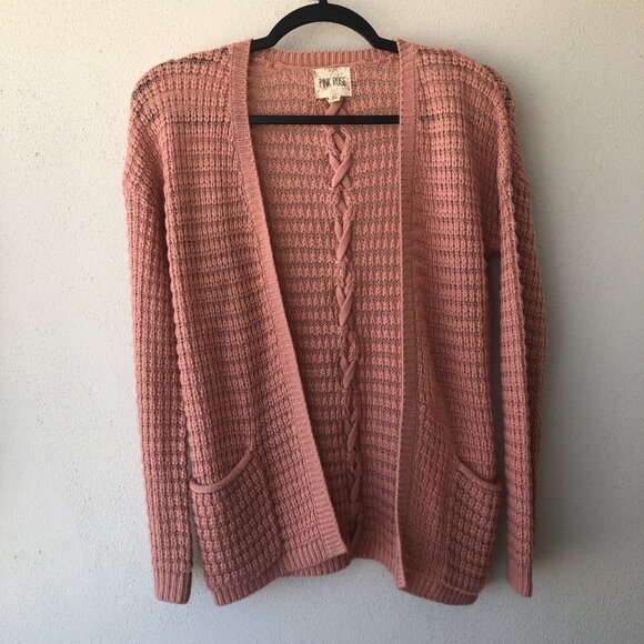 NWOT Pink Rose Knit Cardigan Size XS - Picture 5 of 6